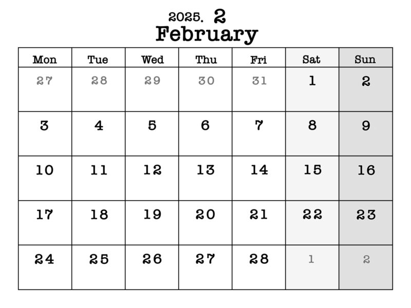 2025年2月calendar6507 20250107200041