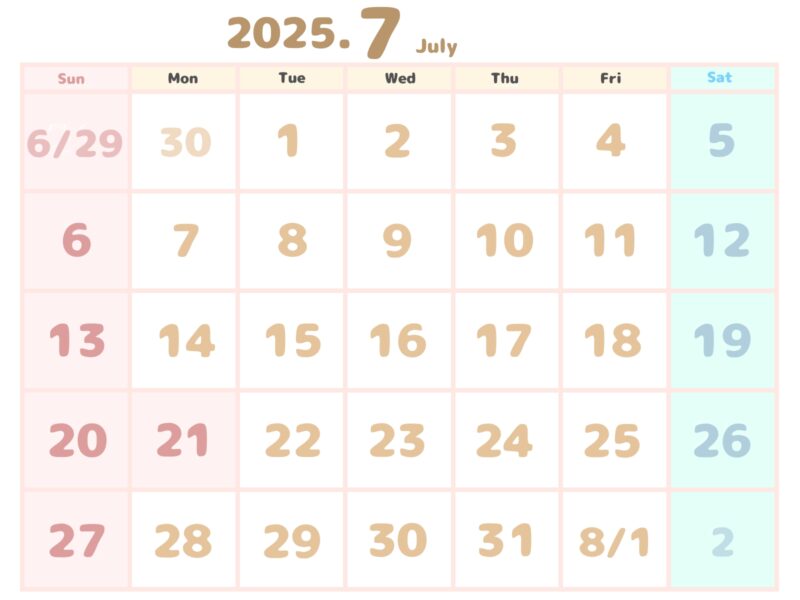 2025年7月calendar6477 20241227112722