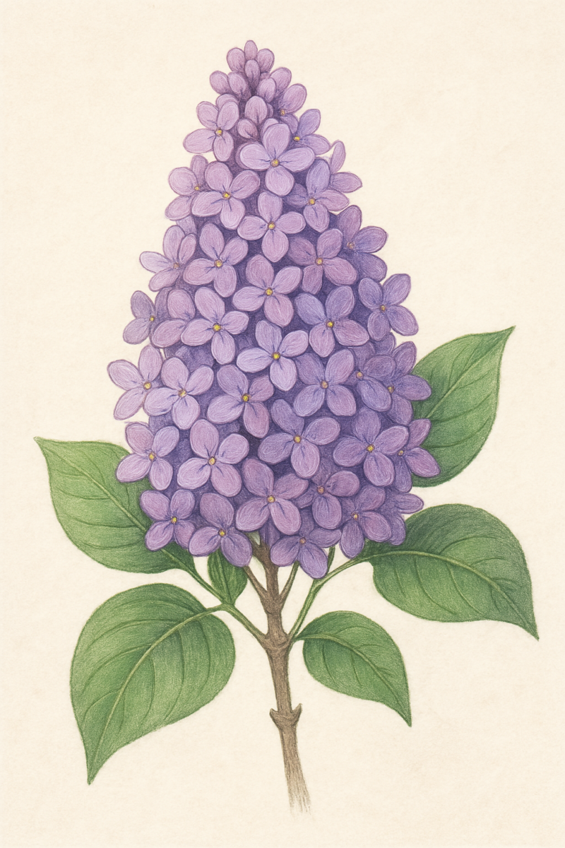 無料イラスト素材・紫陽花・ライラックの花の手書きイラスト(挿絵/壁紙) 2 ライラックの花