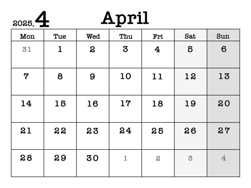 2025年4月calendar6509 20250108093750