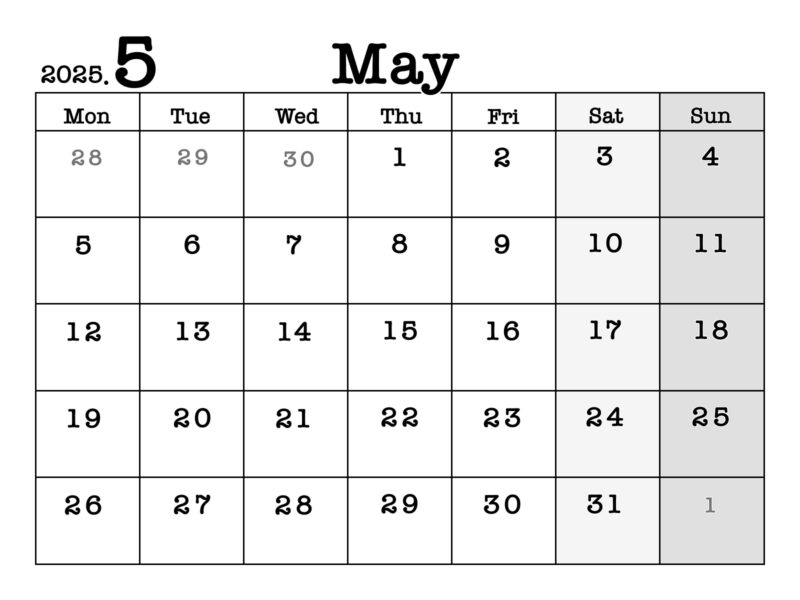 2025年5月calendar6510 20250108094657