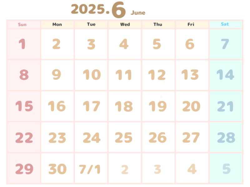 2025年6月calendar6476 20241227112104