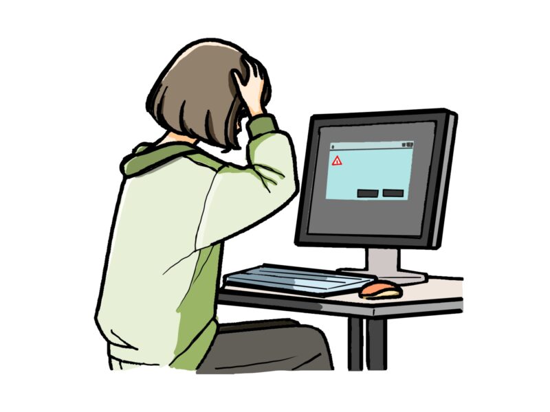 ブログ挿絵イラスト(フリー素材) 16 PC作業中の女の子