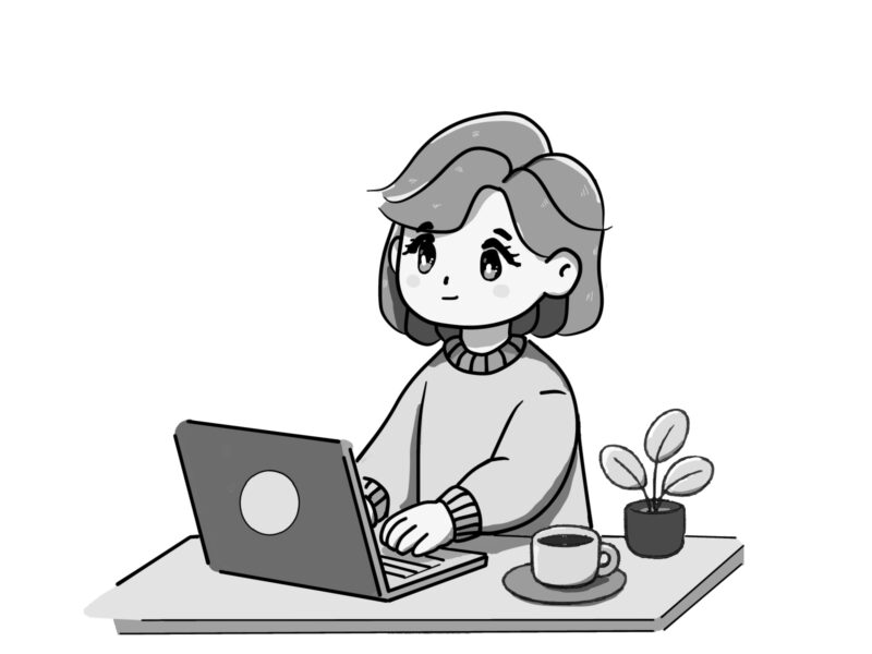 ブログ挿絵イラスト(フリー素材) 15 PC作業中の女の子
