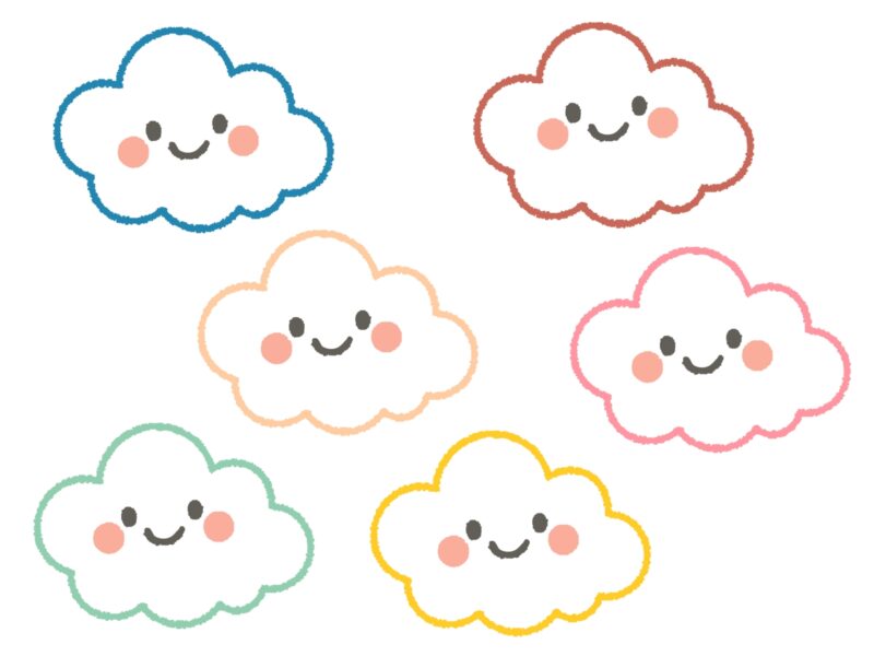 ブログ挿絵イラスト(フリー素材) 9 かわいい雲挿絵セット