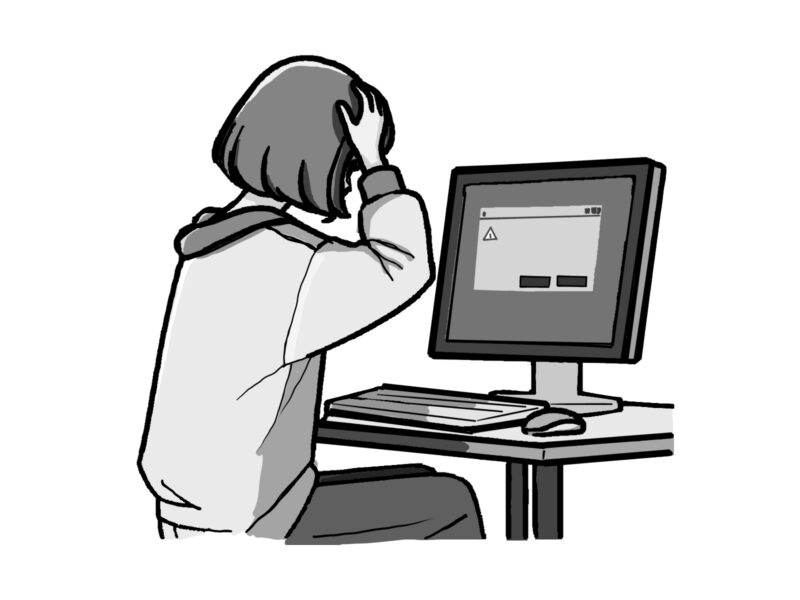 ブログ挿絵イラスト(フリー素材) 17 PC作業中の女の子