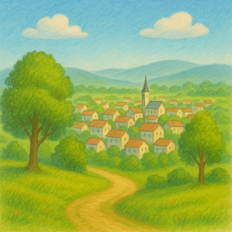 ほっこり癒される風景イラスト|壁紙・背景に最適【フリー素材】 9 街を見下ろした風景