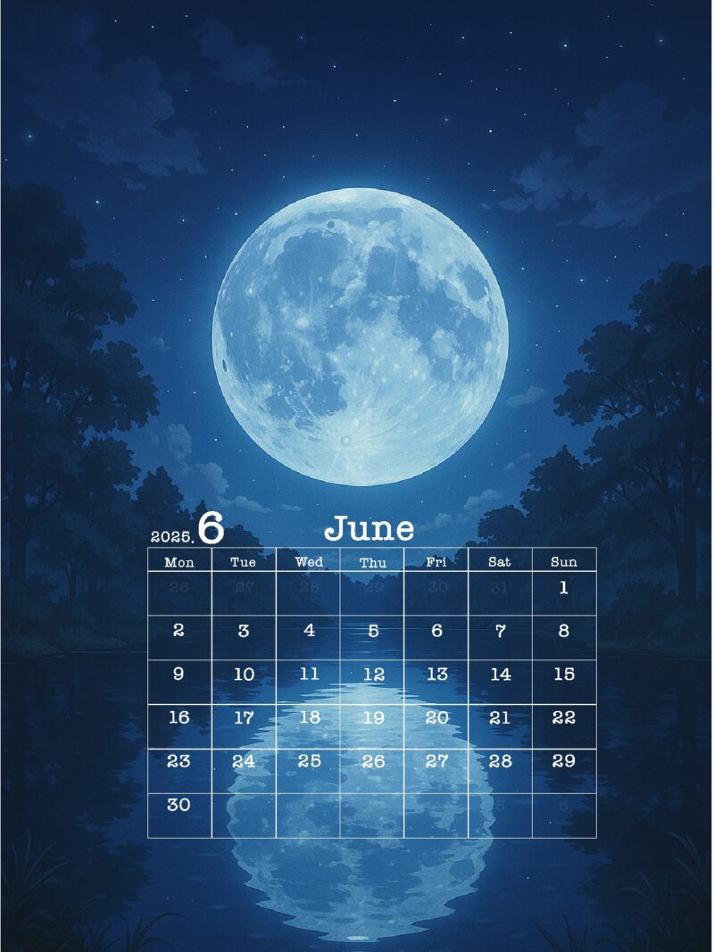【フリー素材】2025年6月オリジナルカレンダー 2 2025年6月カレンダーJPEG