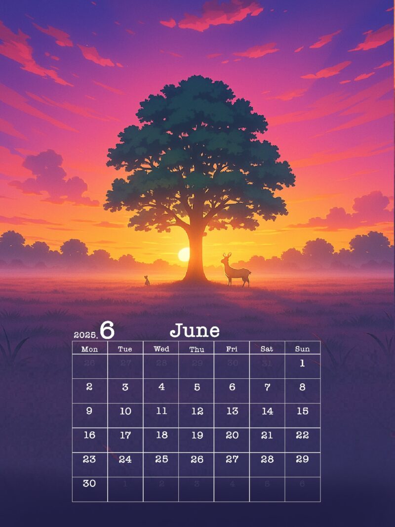 【フリー素材】2025年6月オリジナルカレンダー 3 2025年6月カレンダーJPEG