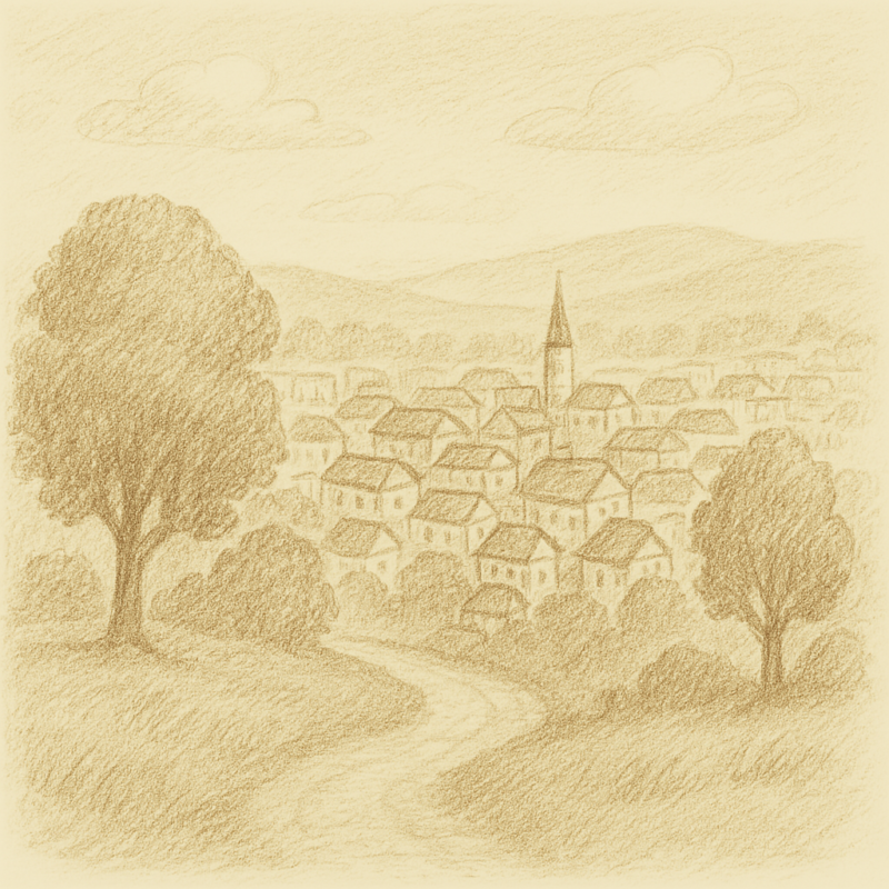 ほっこり癒される風景イラスト|壁紙・背景に最適【フリー素材】 10 街を見下ろした風景