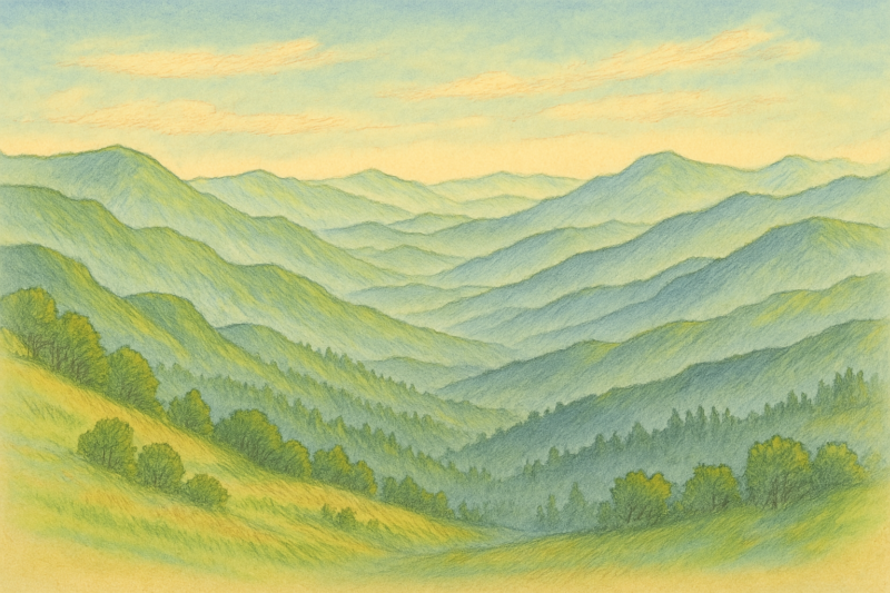 ほっこり癒される風景イラスト|壁紙・背景に最適【フリー素材】 6 山の風景画