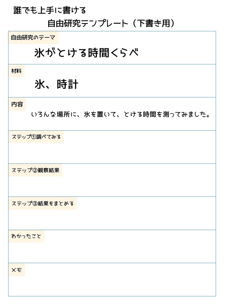 自由研究テンプレート（テーマ入り）氷テーマ