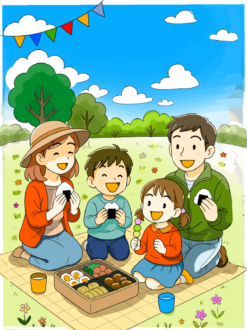 ピクニック中の家族